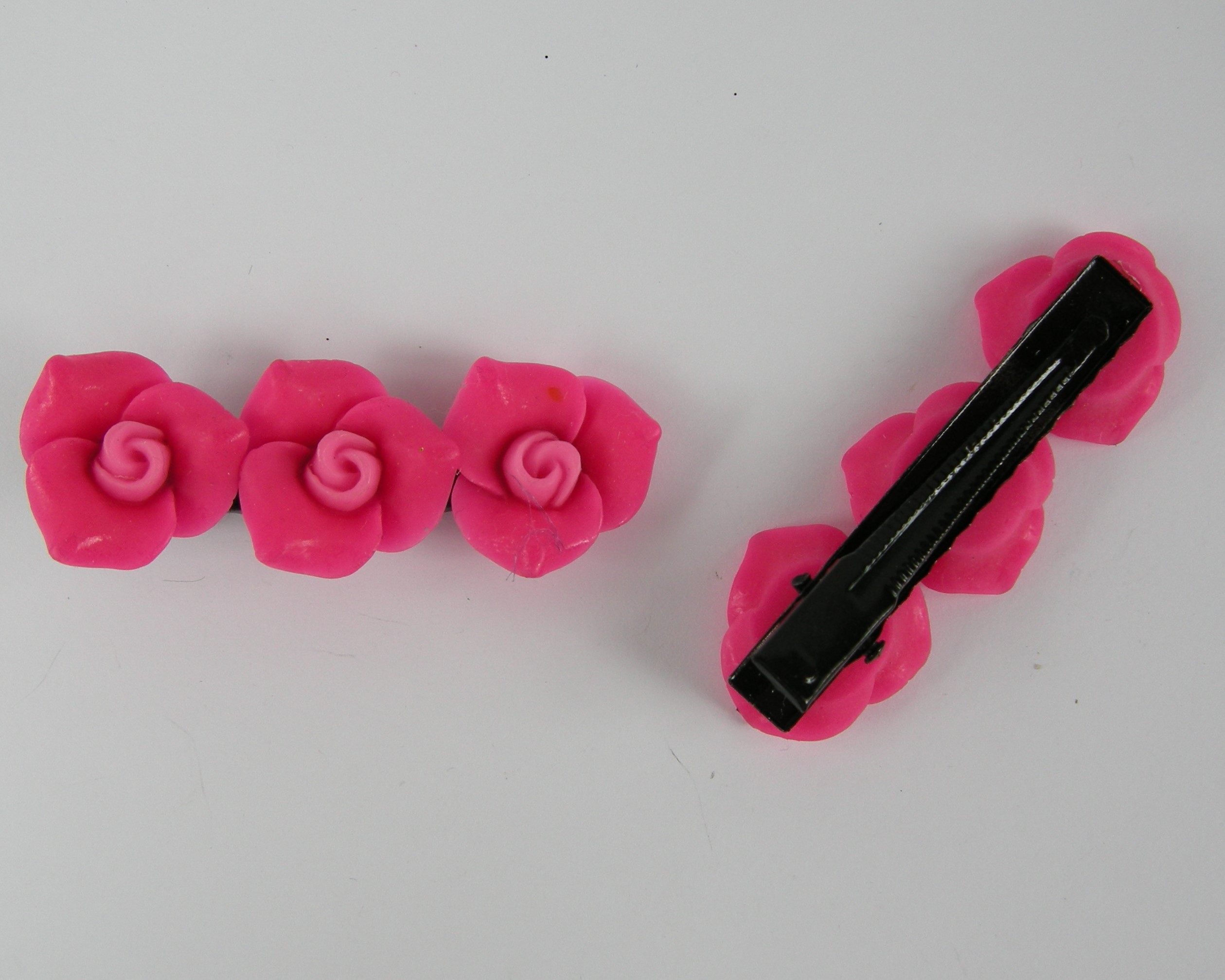 (image for) Duckklem met 3 rozen donker roze.